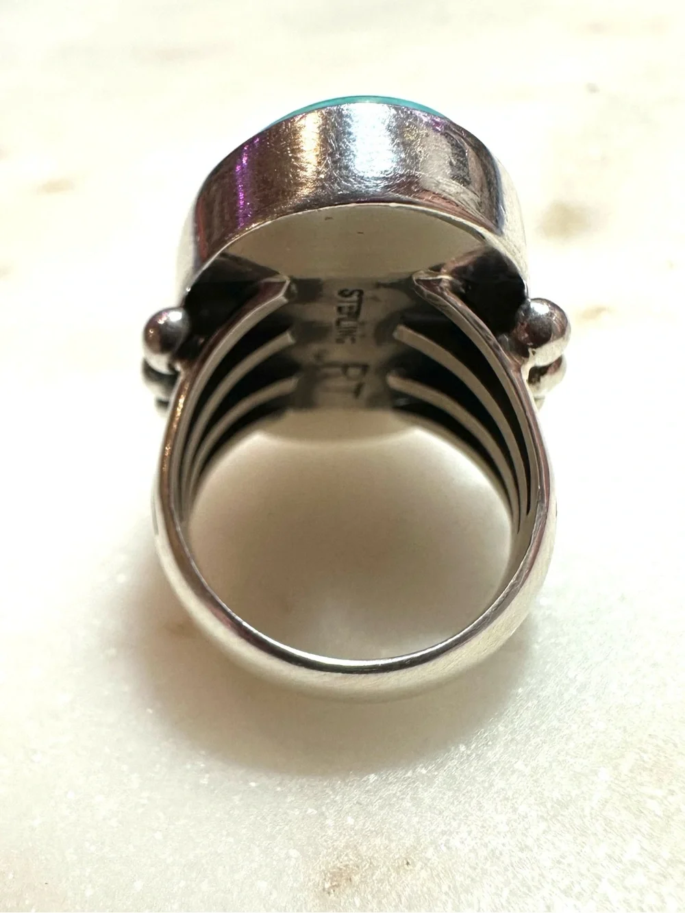 Navajo Ray Tafoya Native American Turquoise Cabochon Sterling Silver Ring
